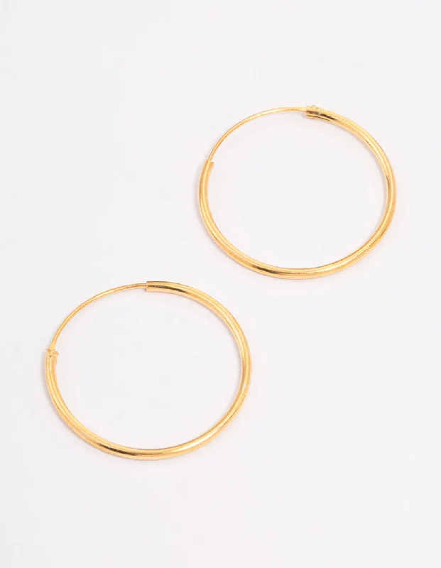 Women’s sterling silver earrings-Gold Plated Sterling Silver Hoop Earrings 20mm