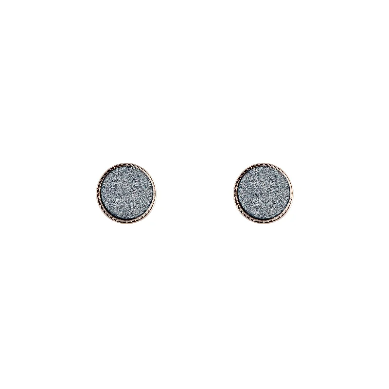 Women’s dangling earrings-Round Silver Blue Glitter Earrings