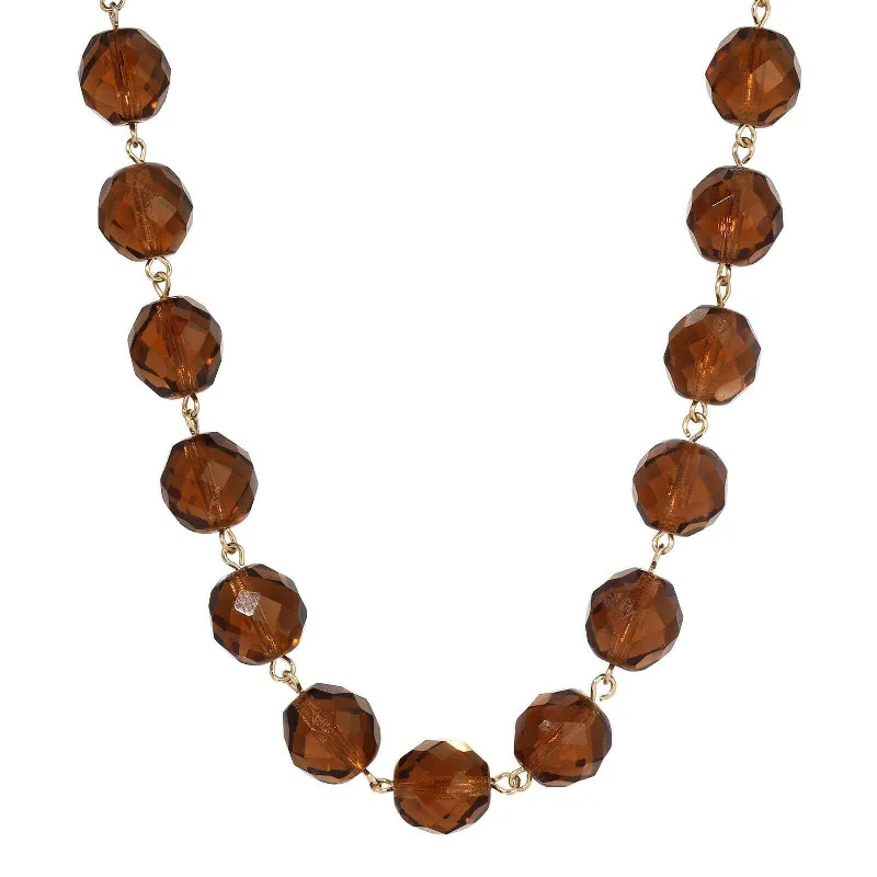 Women’s geometric necklace-1928 Jewelry Luminous Fire Polished Crystal Glass Necklace 16" + 3" Extension