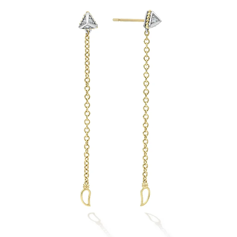 Women’s enamel earrings-KSL Convertible Chain Diamond Stud Earrings