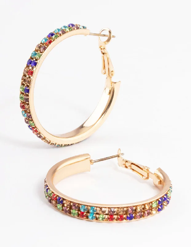 Women’s pearl drop earrings-Gold Medium Double Cupchain Hoop Earrings