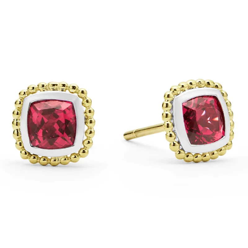 Women’s gold ball earrings-Rittenhouse Two-Tone Rhodolite Garnet Stud Earrings