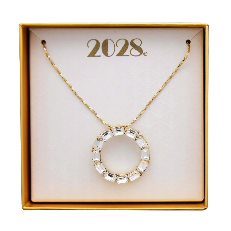 Women’s nameplate necklace-1928 Jewelry Pendant Necklace With Austrian Crystal 18"