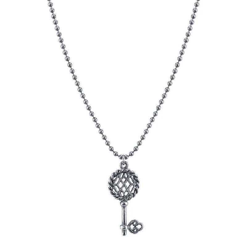 Women’s layered necklace with charms-1928 Jewelry Antiqued Old Fashion Key Pendant Necklace 24"