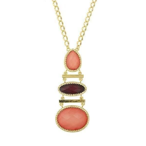 Women’s black diamond necklace-2028 Jewelry Raspberry & Peach Stone Drop Necklace 32"