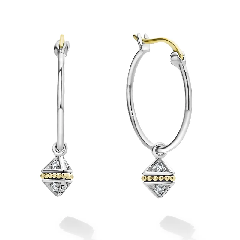 Women’s pearl drop earrings-KSL Charm Diamond Hoop Earrings