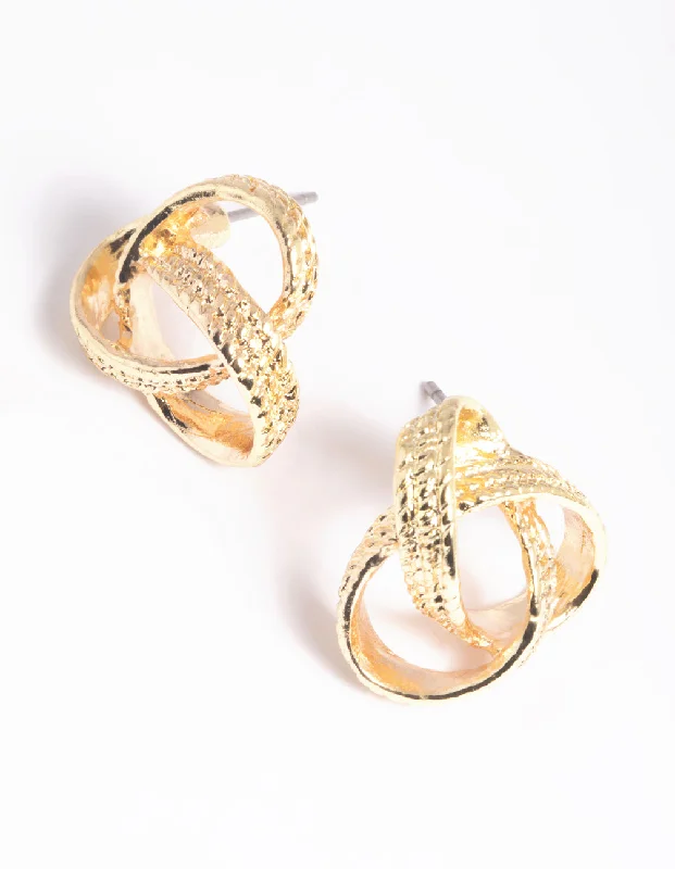 Women’s silver hoop earrings-Gold Knot Stud Earrings