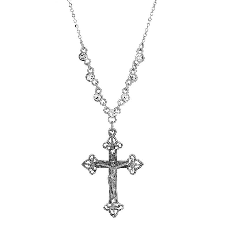 Women’s diamond pendant necklace-Symbols Of Faith Crucifix Crystal Accent Pendant Necklace 16" + 3" Extender