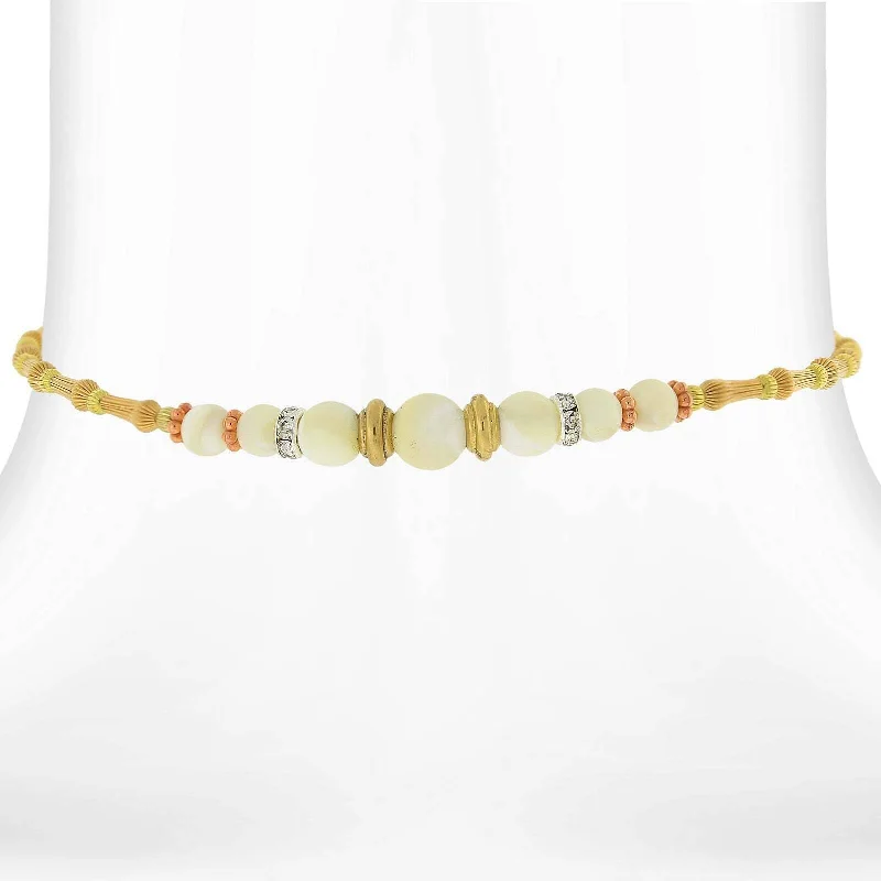 Women’s leather necklace-1928 Jewelry White Mother Of Pearl Crystal Accent Coil Choker Necklace 15"