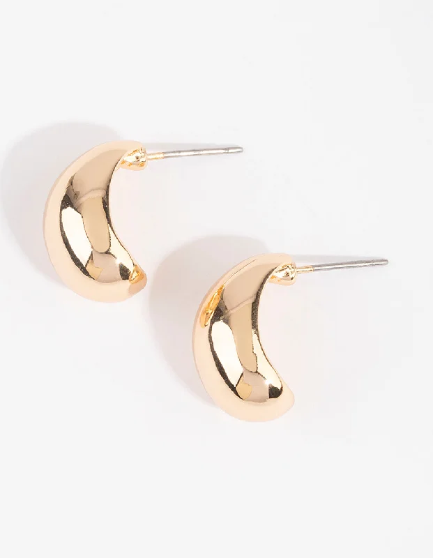 Women’s onyx earrings-Gold Chubby Huggie Earrings