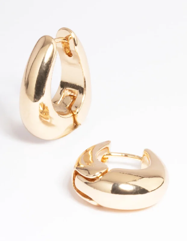 Women’s luxury earrings-Gold Gradual Chunky Oval Huggie Earrings