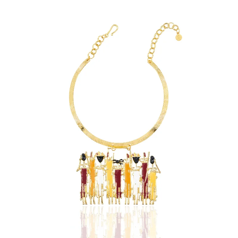 Women’s layered necklace-Maasai Sherrie Choker - Gold