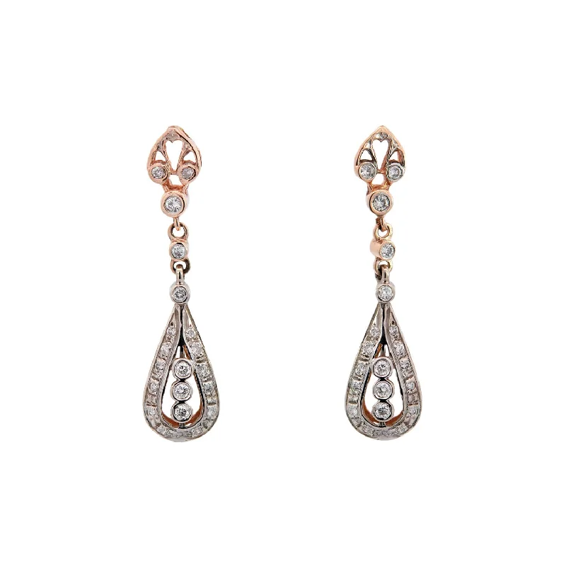 Women’s pearl stud earrings-Estate 14k Diamond Dangle Earrings .90ctw