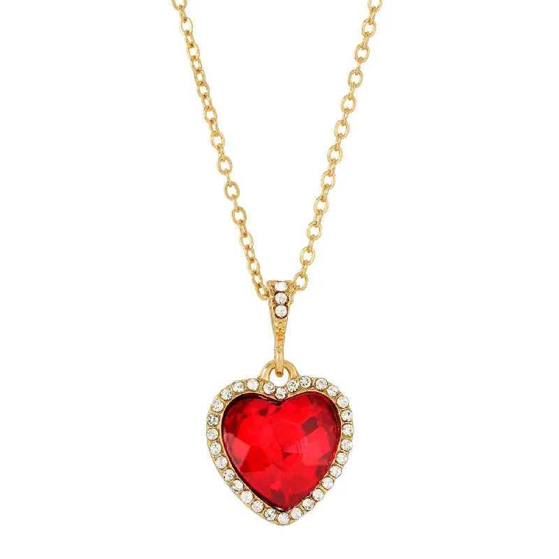 Women’s pendant necklace-Regency Stone Heart Crystal Pendant Necklace 16" + 3" Extender