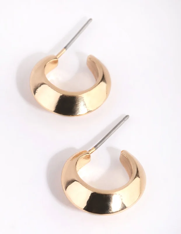 Women’s gemstone drop earrings-Gold Pointed Huggie Hoop Earrings