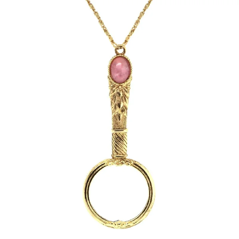 Women’s wedding necklace-1928 Jewelry Deco Oval Gemstone Magnifying Glass Pendant Necklace 30" - Magnification Power: 2X