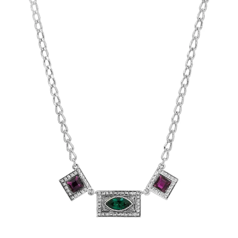 Women’s adjustable necklace-1928 Jewelry Vivida Multi Austrian Crystal Drop Necklace 16" + 3" Extender