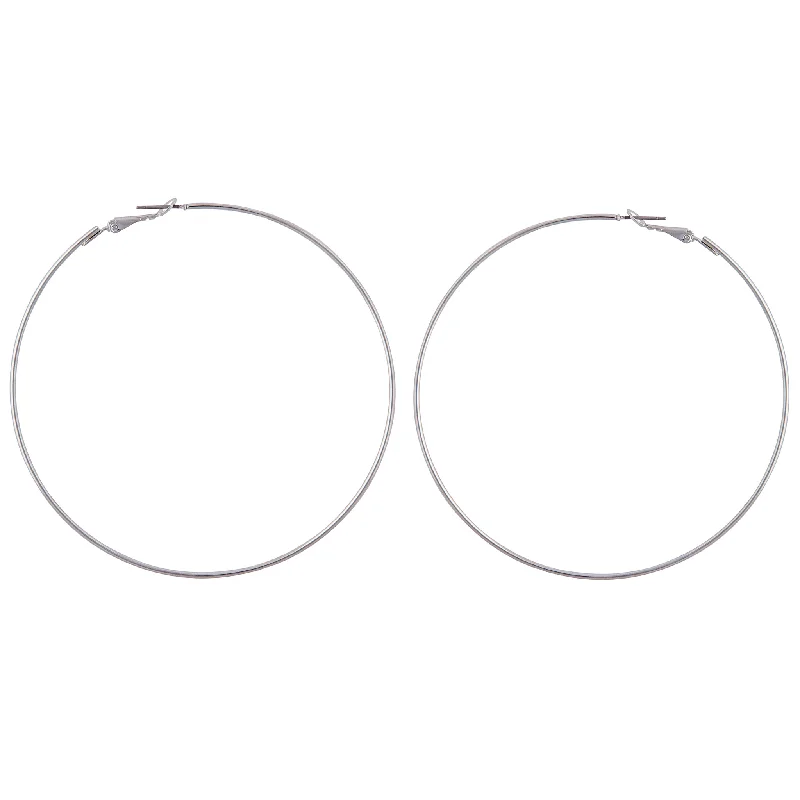 Women’s fashion earrings-Silver Super Hoop Earrings