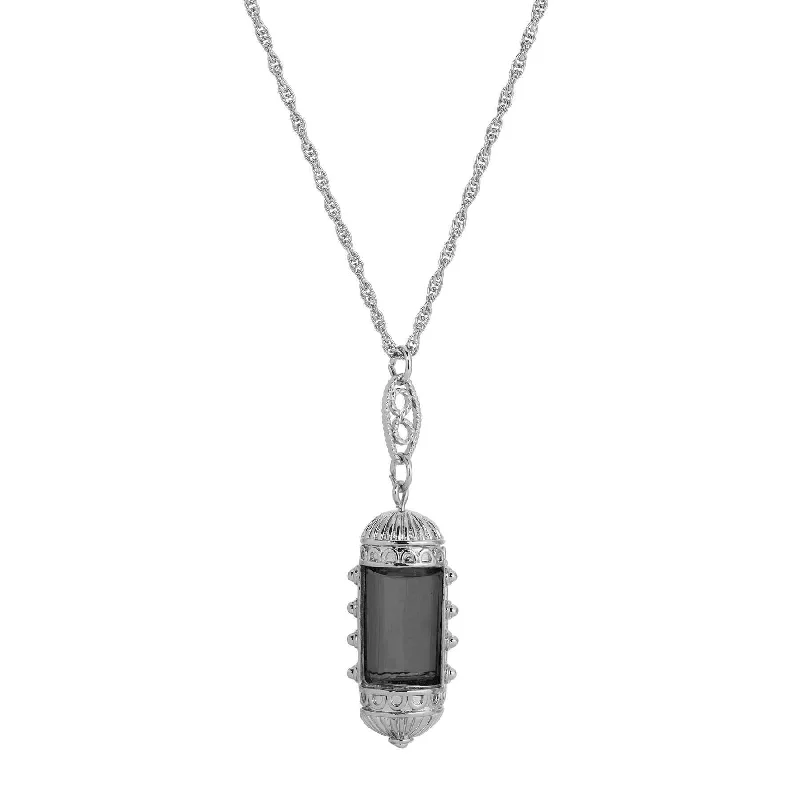 Women’s crystal necklace-1928 Jewelry Elongated Deco Glass Stone Pendant Necklace 20"