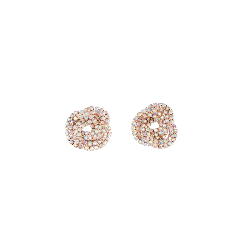 Women’s bar earrings-Rose Gold Diamante Knot Stud Earrings