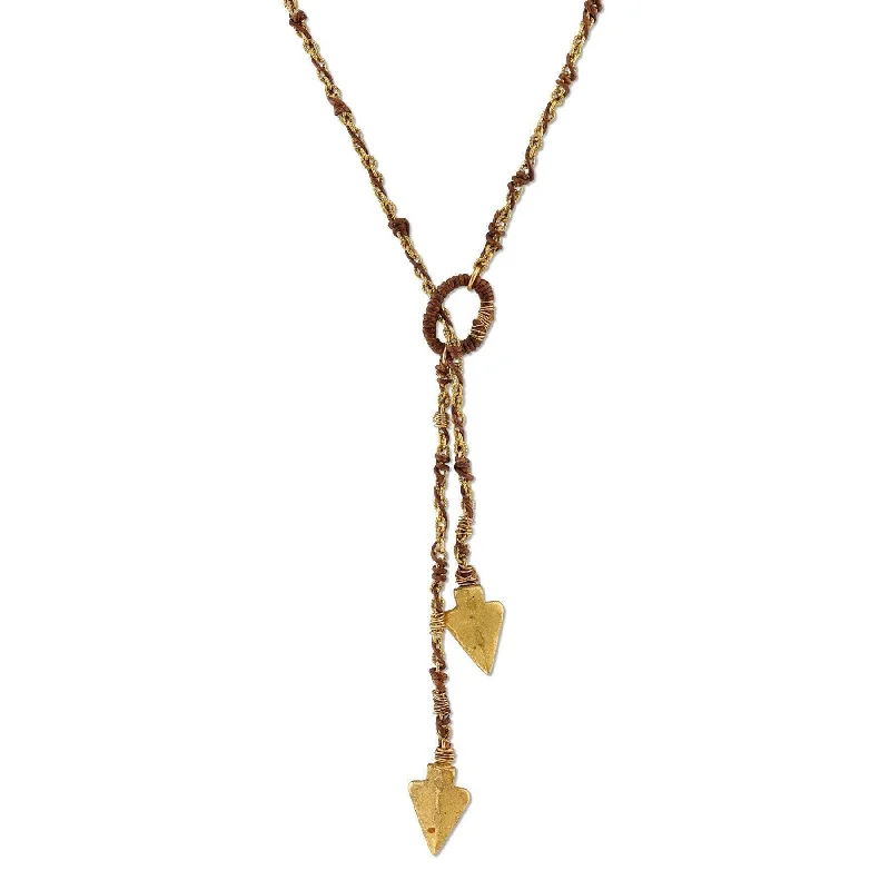 Women’s friendship necklace-T.R.U. Double Arrowhead Wrapped Lariat Necklace 42"