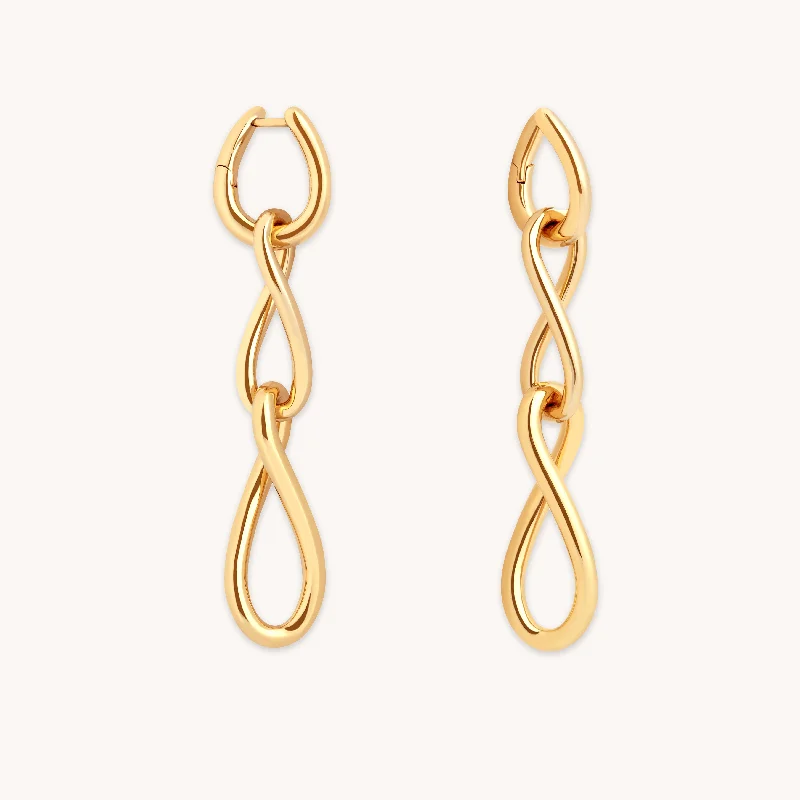 Women’s zirconia drop earrings-Infinite Drop Stud Earrings in Gold