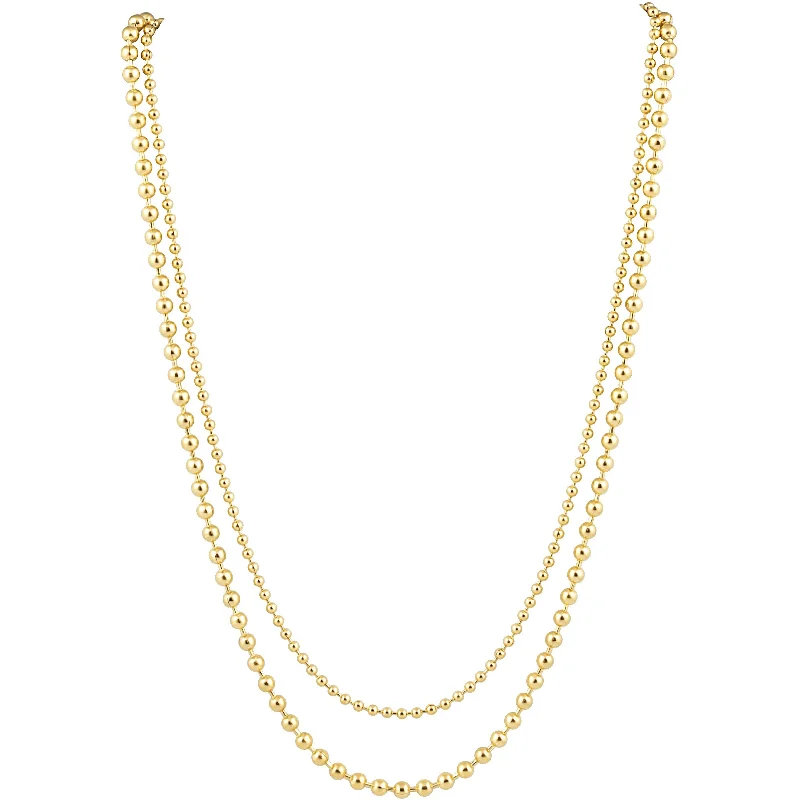 Women’s minimalist gold necklace-Double Beaded Necklace