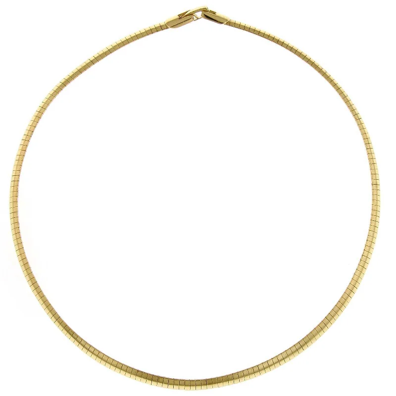 Women’s charm bracelet necklace-2028 Jewelry Gold Coil Omega Necklace 16"