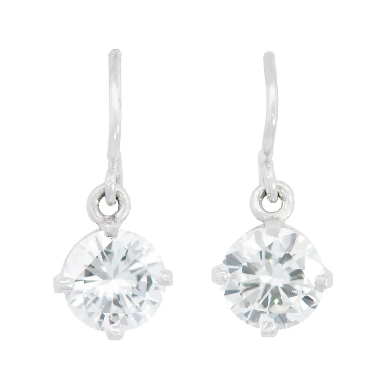 Women’s dainty earrings-Estate Platinum Diamond Drop Earrings