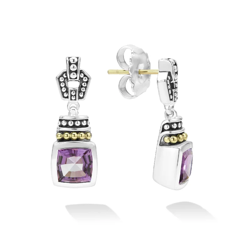 Women’s dainty earrings-Caviar Color Amethyst Drop Earrings