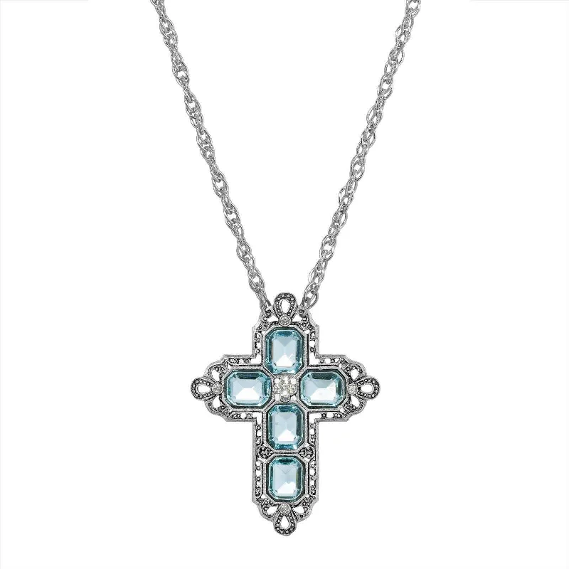 Women’s elegant diamond necklace-Symbols Of Faith Regal Filigree Crystal Cross Pendant Necklace 20"