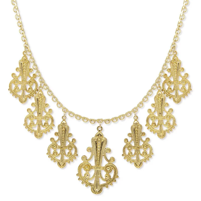 Women’s elegant diamond necklace-1928 Jewelry Royal Filigree Ornamental Drop Necklace 16" + 3" Extender