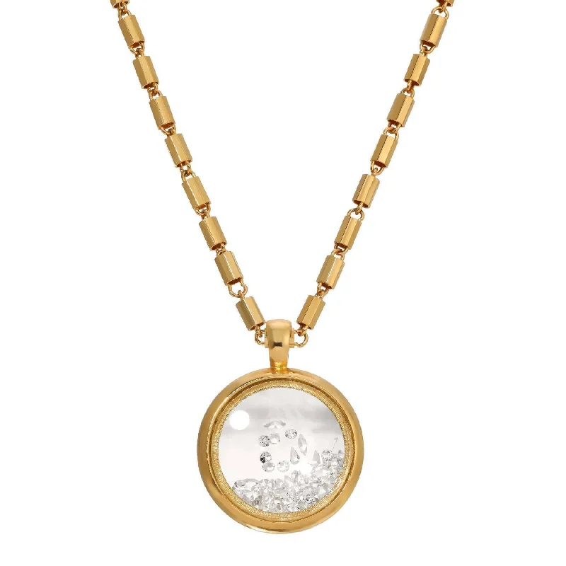 Women’s anchor necklace-1928 Jewelry Golden Luxe Round Magnifier Crystal Pendant Necklace 30" - Magnification Power 2-3