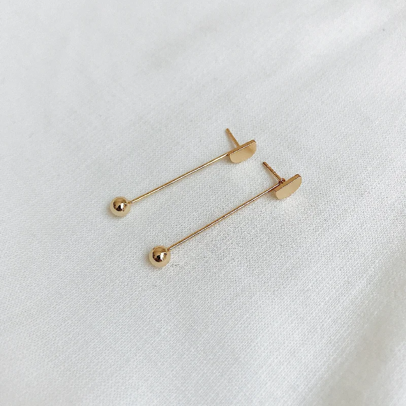 Women’s chic gold earrings-Mini-'D' Drop Earrings