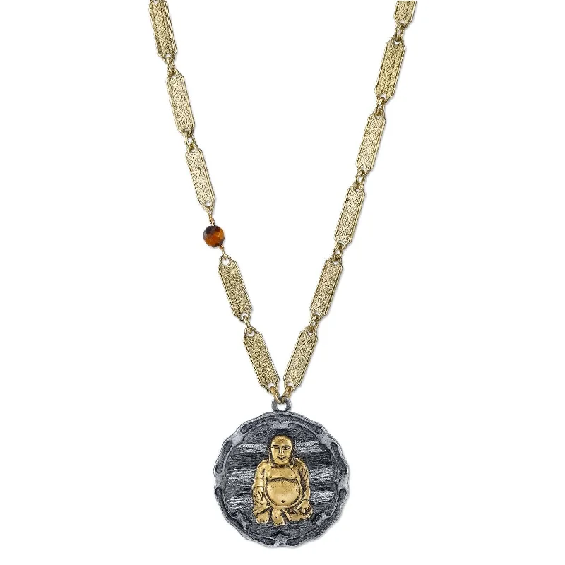 Women’s pendant necklace-T.R.U. Sitting Budda On Vintage Chain Pendant Necklace 32"