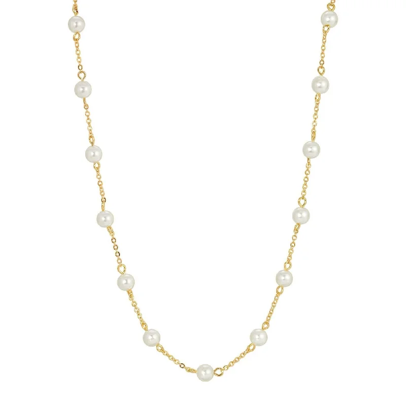 Women’s crystal drop necklace-1928 Jewelry Faux Pearl Cable Chain Necklace 16" + 3" Extender