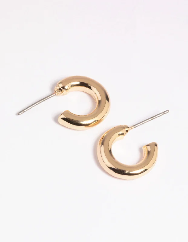 Women’s diamond drop earrings-Gold Mini Huggie Hoop Earrings