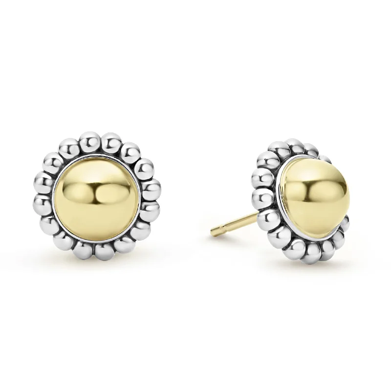 Women’s ear cuff earrings-High Bar Two-Tone Caviar Stud Earrings