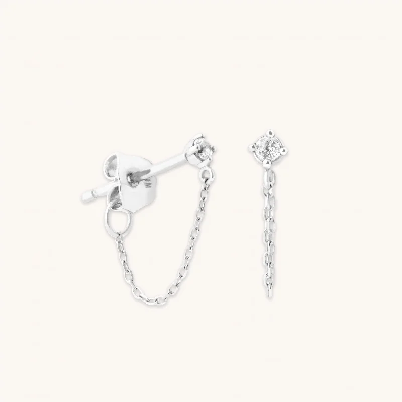 Women’s artisan earrings-Topaz Chain Stud Earrings in Solid White Gold