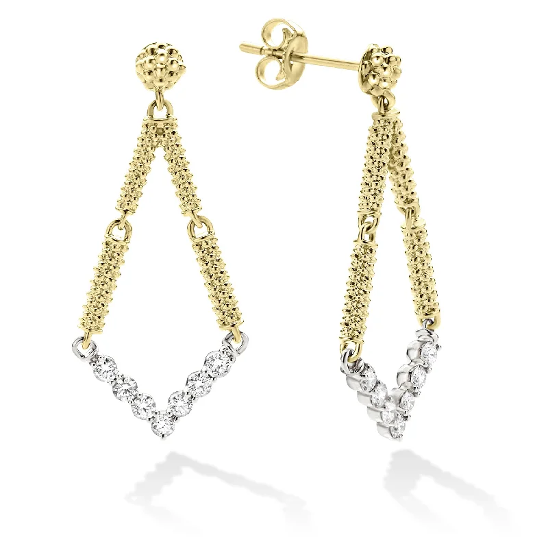 Women’s large statement earrings-Signature Caviar Petite Superfine Diamond Drop Earrings