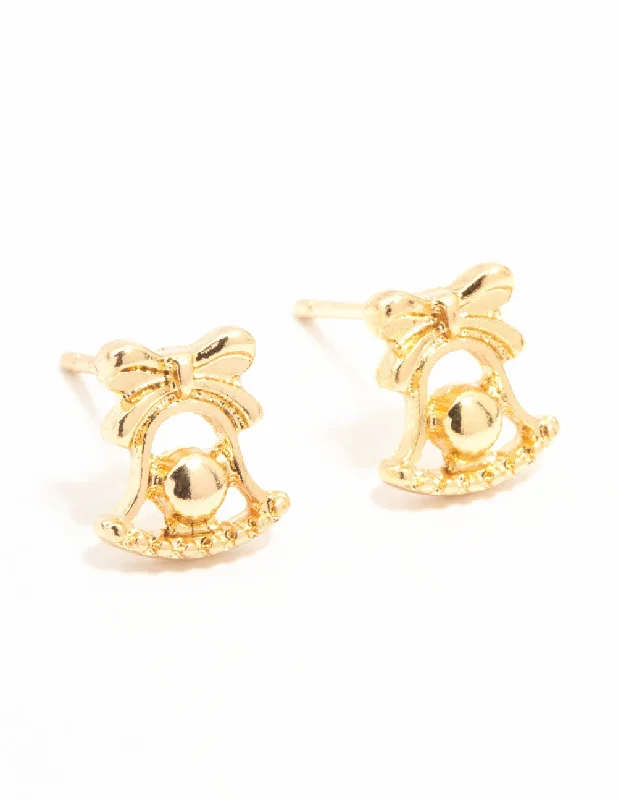 Women’s multi-color earrings-Gold Jingle Bell Gold Stud Earrings