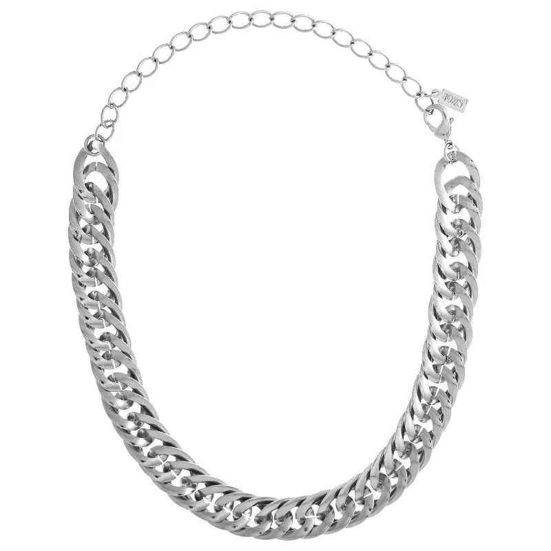 Women’s layered pearl necklace-1928 Jewelry Silver Curb Link Chain Choker Necklace 12" + 5" Extender