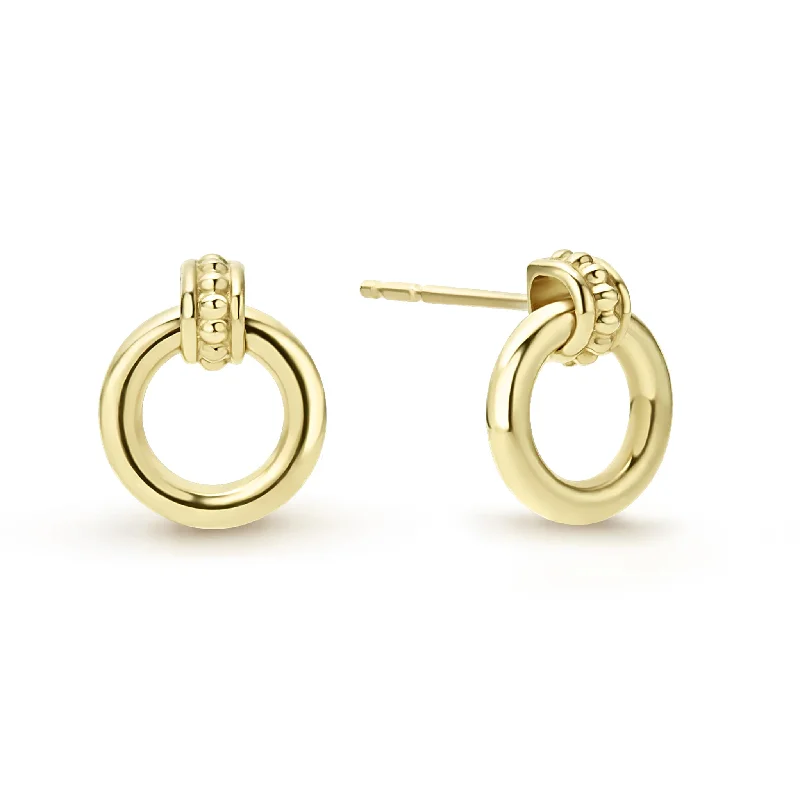 Women’s luxury pearl earrings-Meridian 18K Gold Circle Stud Earrings