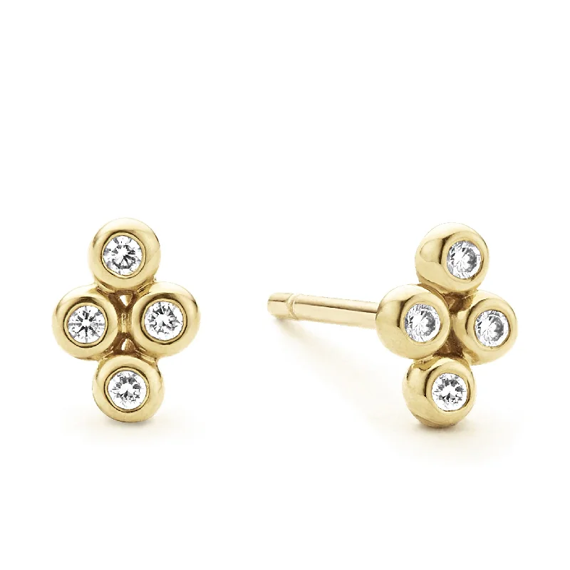 Women’s vintage earrings-KSL 18K Gold Diamond Stud Earrings