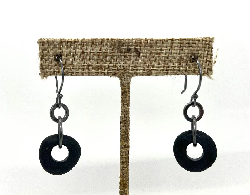 Women’s crystal earrings-Rock Earrings with Silver Ring.