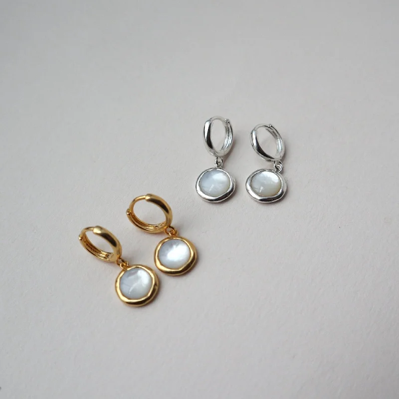 Women’s double hoop earrings-'Sigrid' Shell Huggies