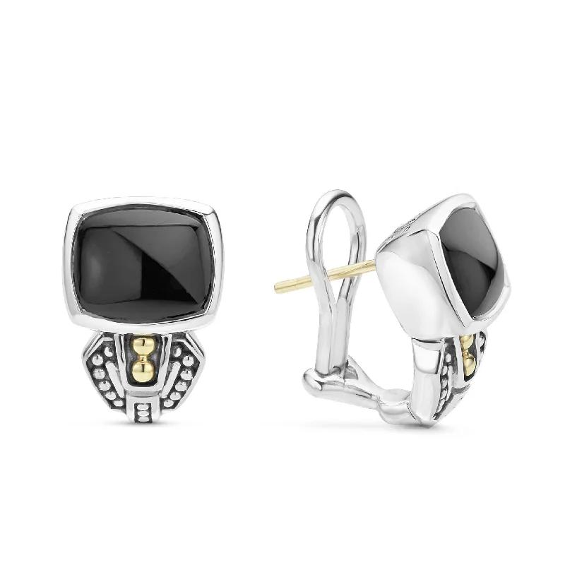 Women’s designer earrings-Caviar Color Bezel-Set Onyx Earrings