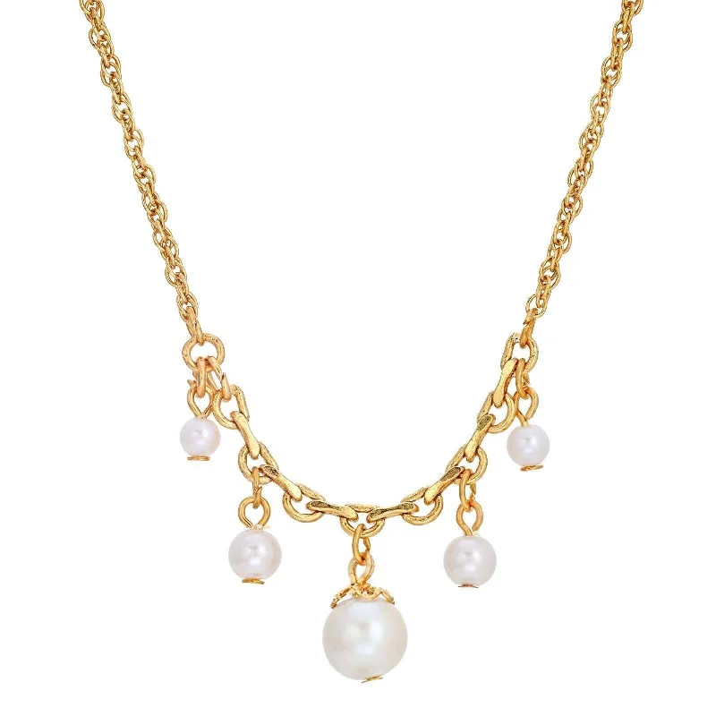 Women’s layered necklace-1928 Jewelry Cinque White Faux Pearl Drop Necklace 16"