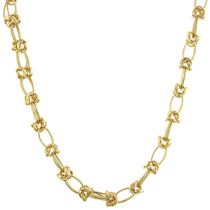 Women’s diamond pendant necklace-1928 Jewelry Gold Fancy Link Necklace 16" + 3" Extender