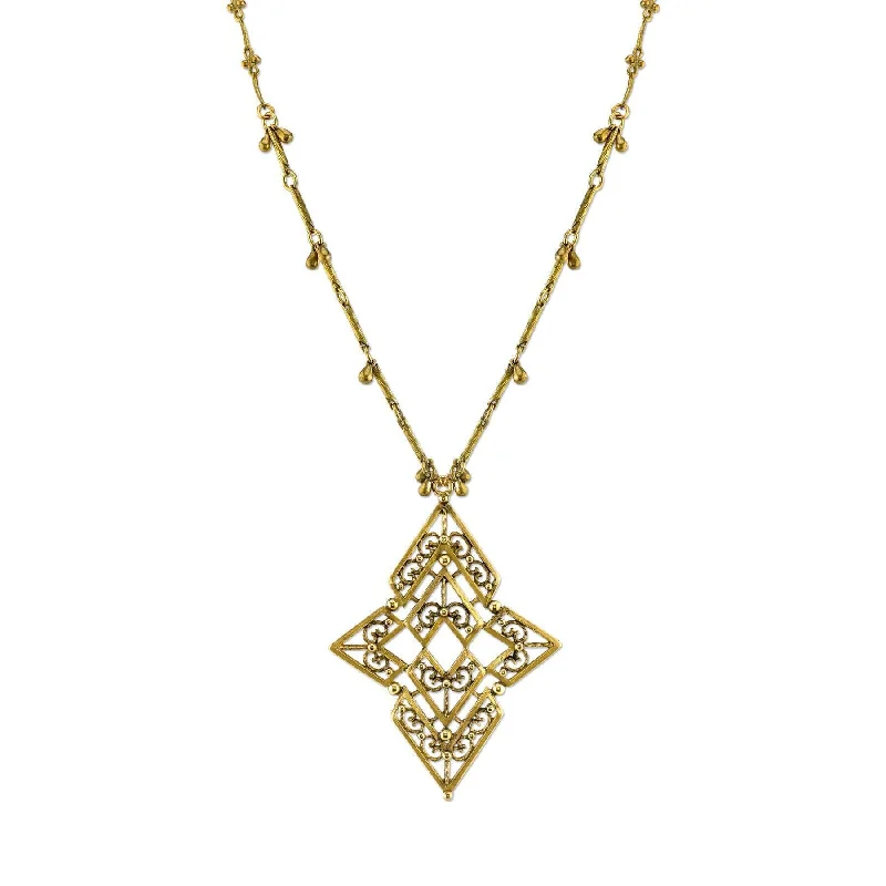 Women’s 14k gold necklace-T.R.U. Antiqued Chevron Long Pendant Necklace 36"